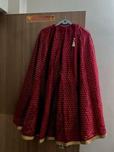 Red Embellished Lehenga Skirt