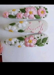 Handmade Embroidered Hair Clips Set