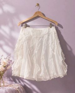 🤍 PROMOD Soft Muse Ruffle Skirt – Dreamy Elegance