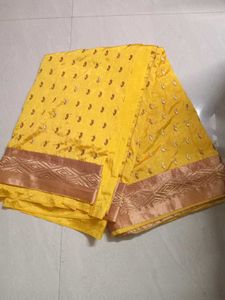 Vibrant Yellow Embroidered Saree