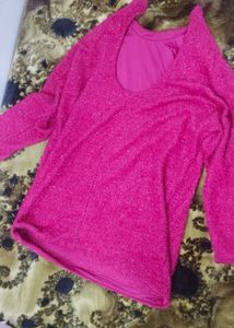 H&amp;M Sparkly Pink Knit top XL