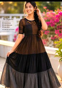 Stylish Tiered Ethnic Gown
