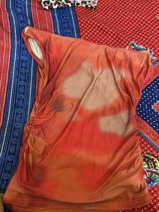 Sheer Tie-Dye One-Shoulder Top