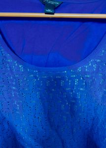 Blue Lace net Detail Sleeveless Top