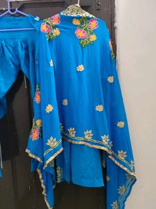 Embroidered punjabi salwar suit with dupatta