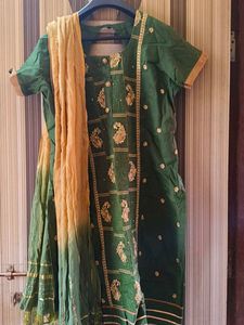 Green Embroidered Kurta set