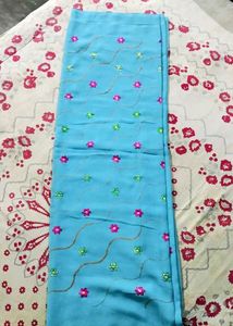 Light Blue Floral Saree
