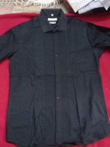 Stylish Black Shirt with front frill pattern