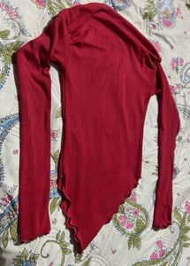 Chic Red Long Sleeve Top