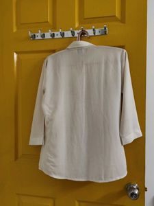 Classic Cream 3/4 Sleeve Collared Shirt