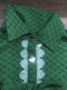 Charming Green Textured top with Bow