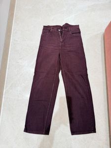 Brown Wide Leg Denim Jeans