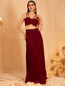 Elegant Maroon Ethnic Gown with Cape