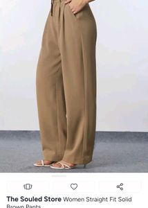 Women's Brown Straight Fit Pants
