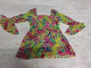 Chic Yellow Floral Bell Sleeve Top