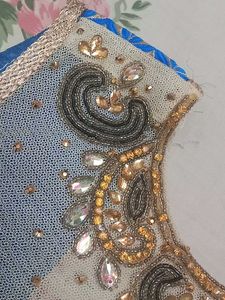 Elegant Royal Blue Embellished Blouse