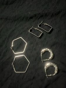 Set of 3 Unique Hoop Earrings