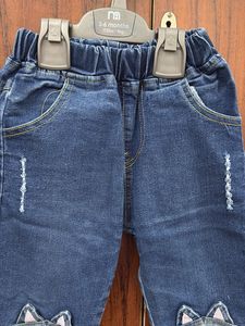 Cute Cat Embroidered Denim Jeans for Girls