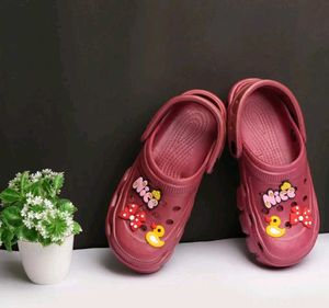 Maroon Clogs with Fun Charms Size 39,38