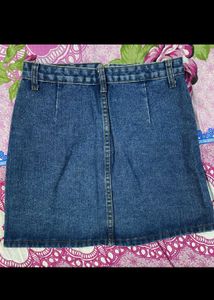 Denim Button-Front Mini Skirt