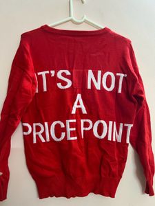 Graphic text pullover sweater