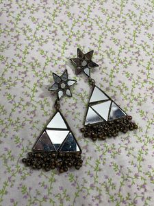 Mirror Work Triangle Earrings