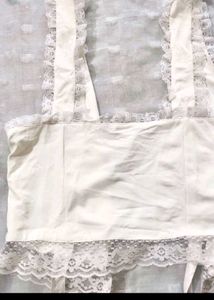 White Lace Trim Tie-Front Cami Top