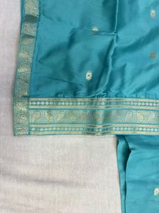 Beautiful Teal Kurta Set with Gold Print