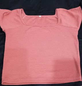 Coral Square Neck T-Shirt