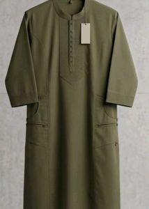 Posh India Premium Olive Green Cotton Kurta | Bran
