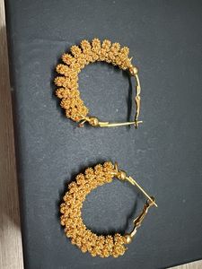 Gold Tone Textured Hoop Earrings