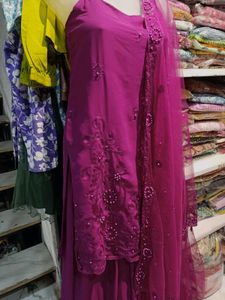 Wine Sequin Palazzo Suit Set 3pc S
