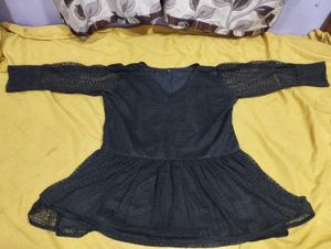 Elegant Black Lace Peplum Top