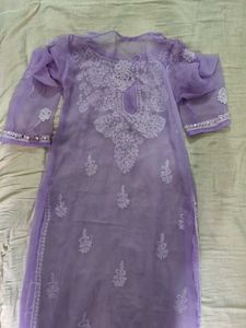 Lavender Embroidered Kurta Set