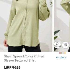 long Textured Cuffed Sleeve Shirt