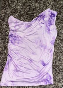 Purple Tie-Dye One-Shoulder Top