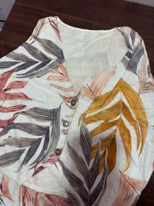 Leaf Print V-Neck Co-ord Set