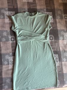 Sage Green Twist Front Dress