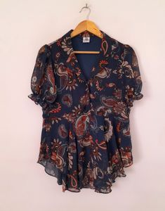 Navy Blue Printed Top (Women's)
