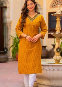Stylish Yellow Striped Kurta