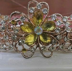 Two Elegant Gold and Silver Crystal Hair Clips