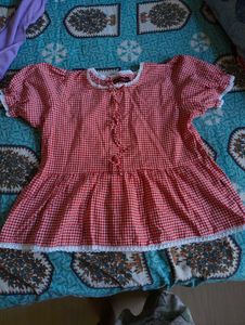 Red Gingham Peplum Kurta