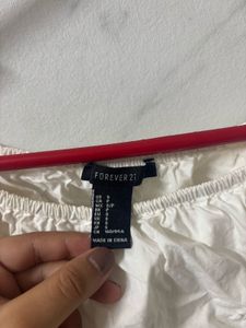 Forever 21 White Off-Shoulder Ruffle Crop Top