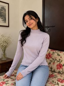 Lilac Lettuce Hem Long Sleeve Top