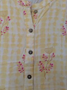 Yellow Floral Print Kurta