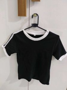 black &amp; White Striped classic crop top