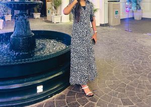 Chic Black & White Print Maxi Dress