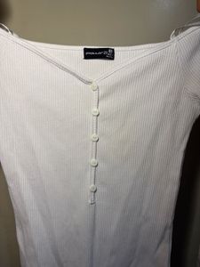 🔴CLEARANCE SALE🔴White Ribbed Off-Shoulder Bodys