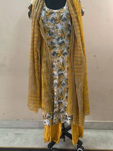 Yellow Floral Kurta Set with Dupatta