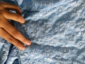 Light Blue Floral Puff Sleeve Dress